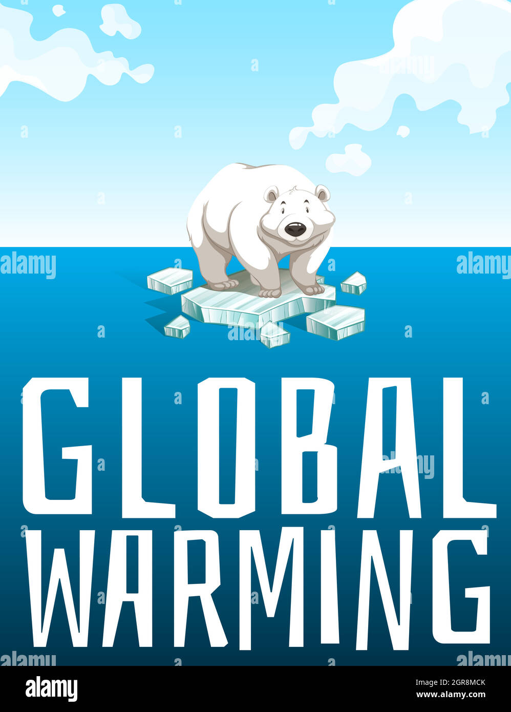 Global warming theme with polar bear Stock Vector