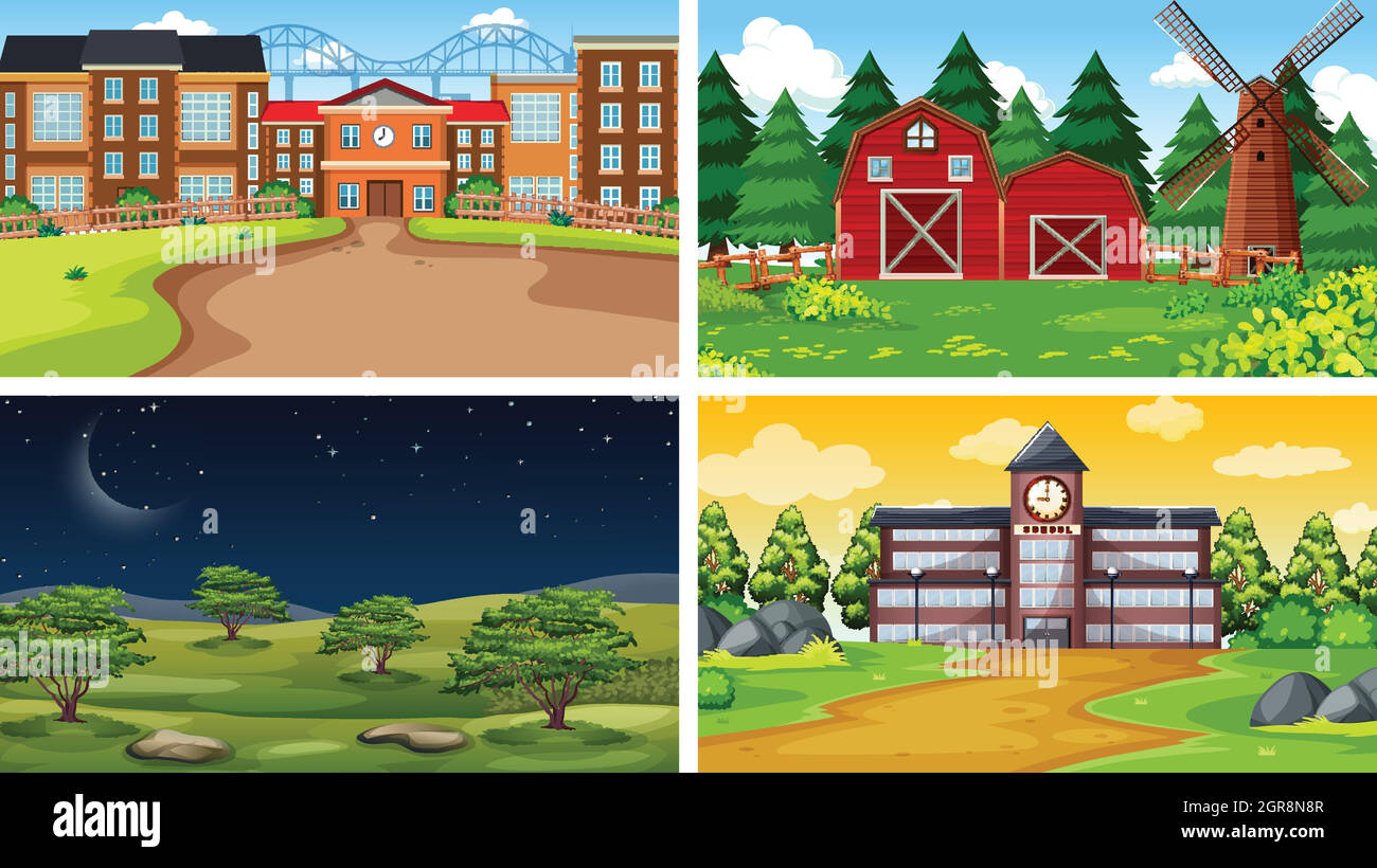 Set of nature landscape Stock Vector Image & Art - Alamy