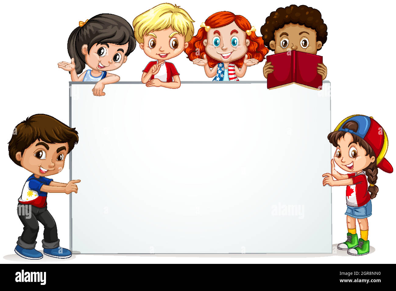 Frame template with happy kids smiling Stock Vector Image & Art Alamy