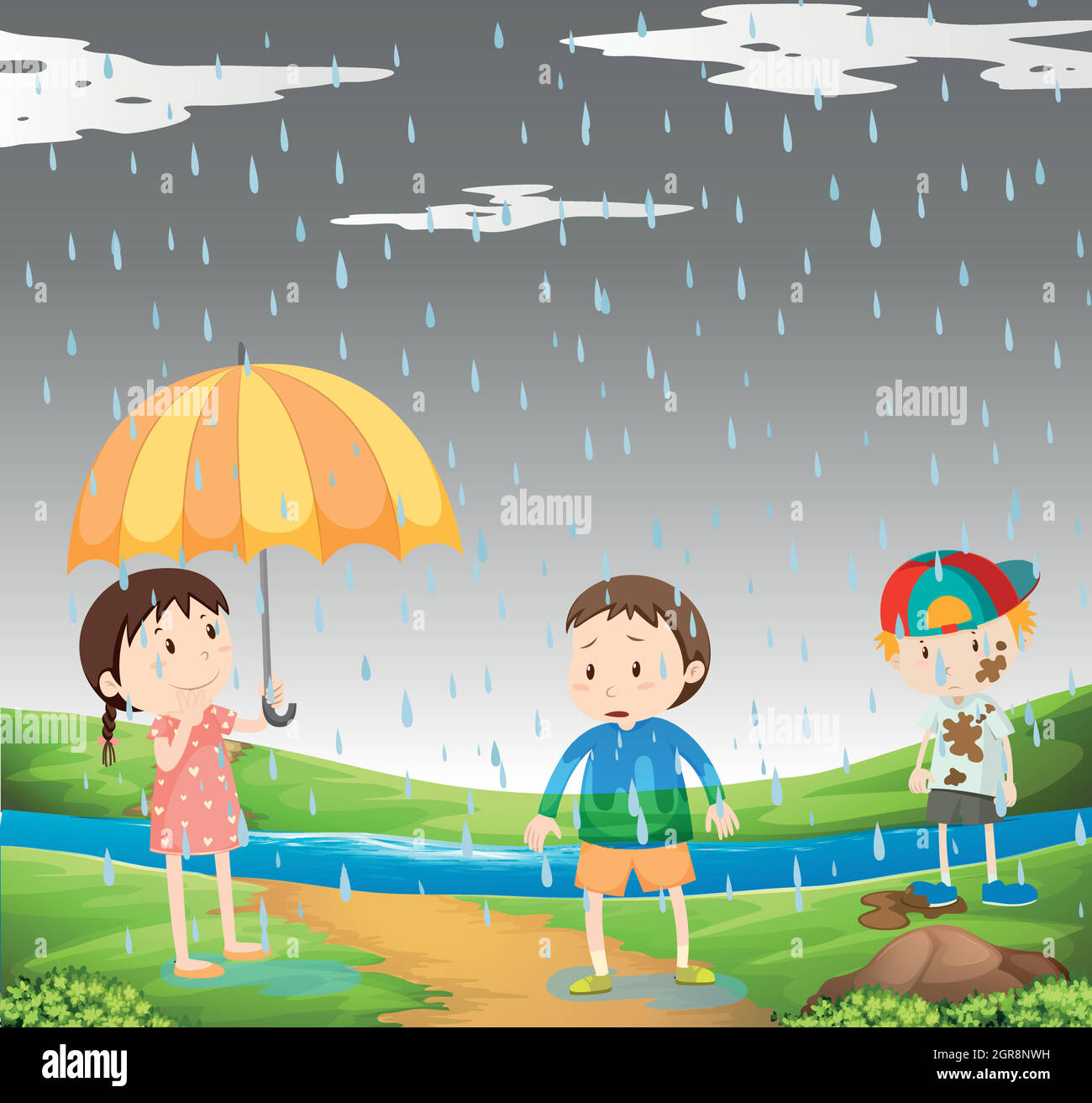 Rain in the garden Stock Vector Images - Alamy