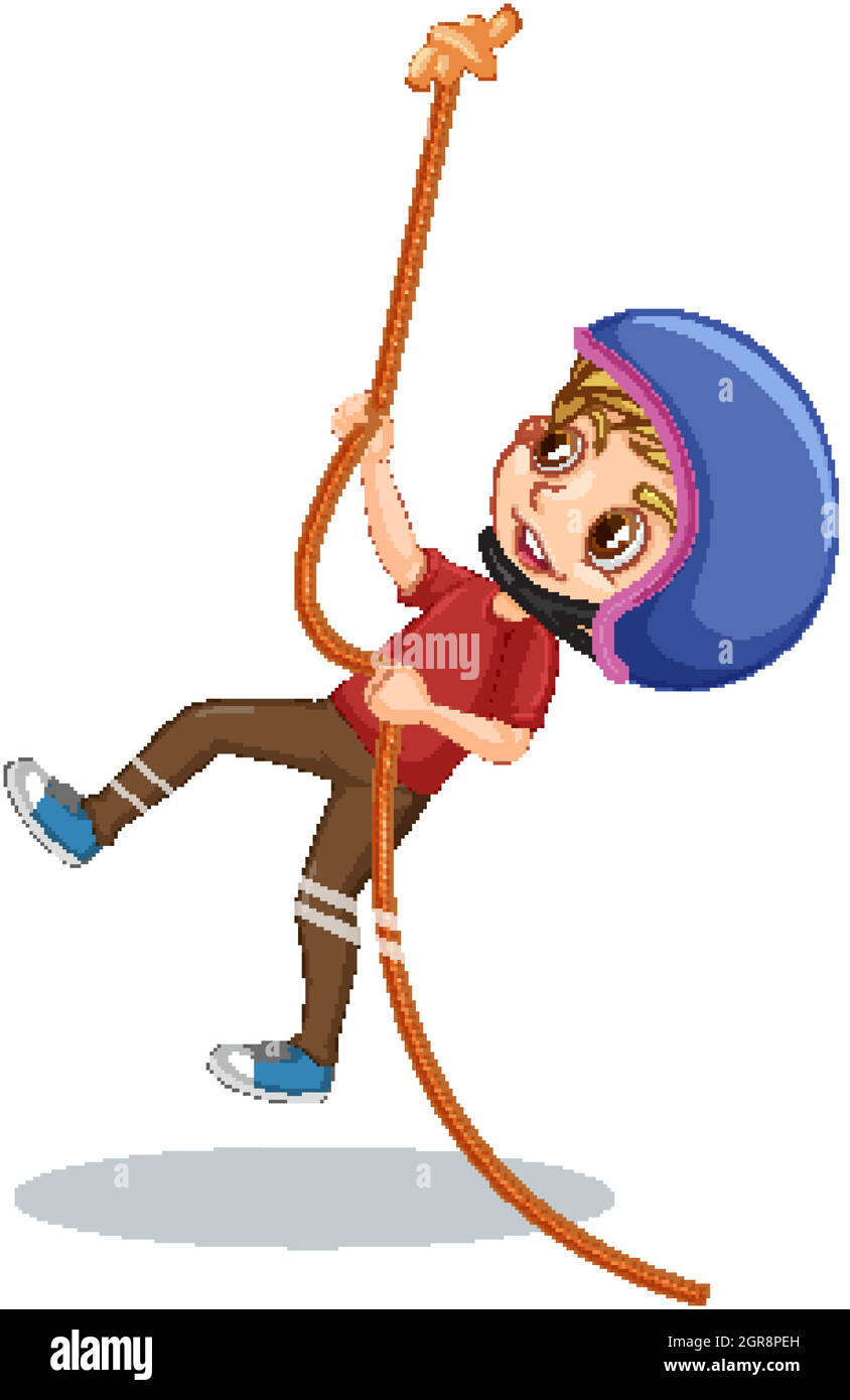 Boy climging rope on white background Stock Vector Image & Art - Alamy