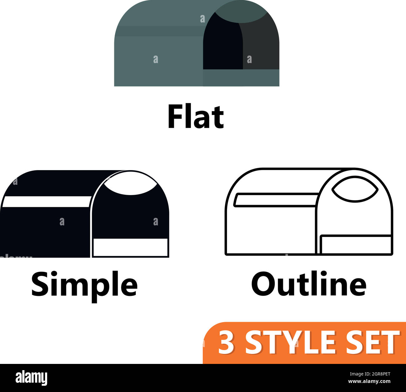 Booth for dog icons set Stock Vector
