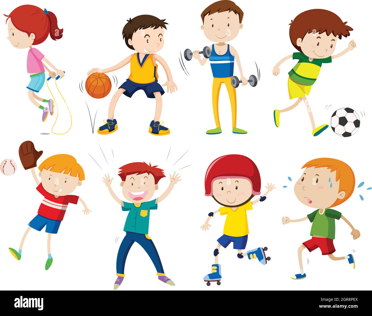 Child weight lifting Stock Vector Images - Alamy