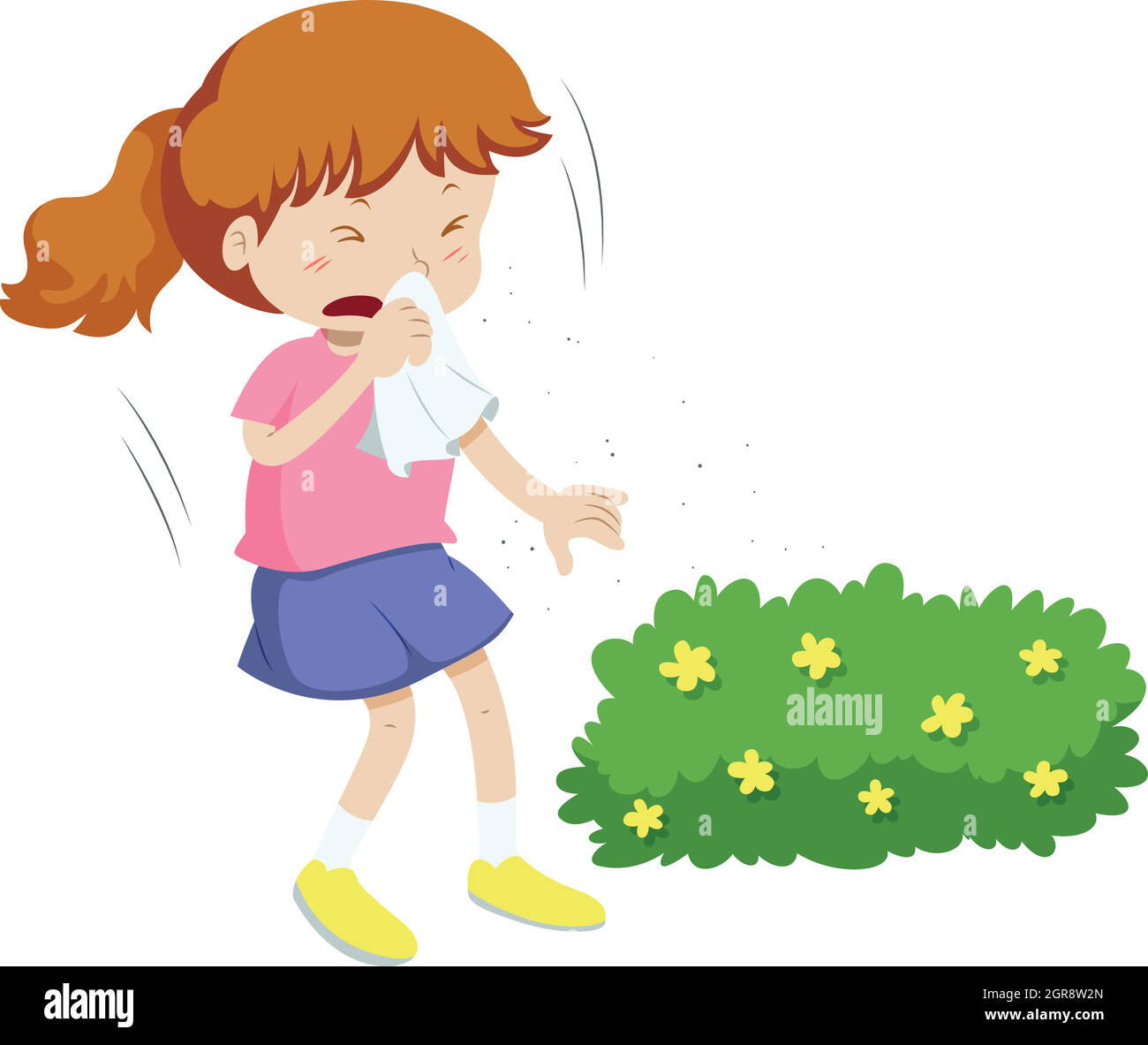 Girl having allergy from pollen Stock Vector