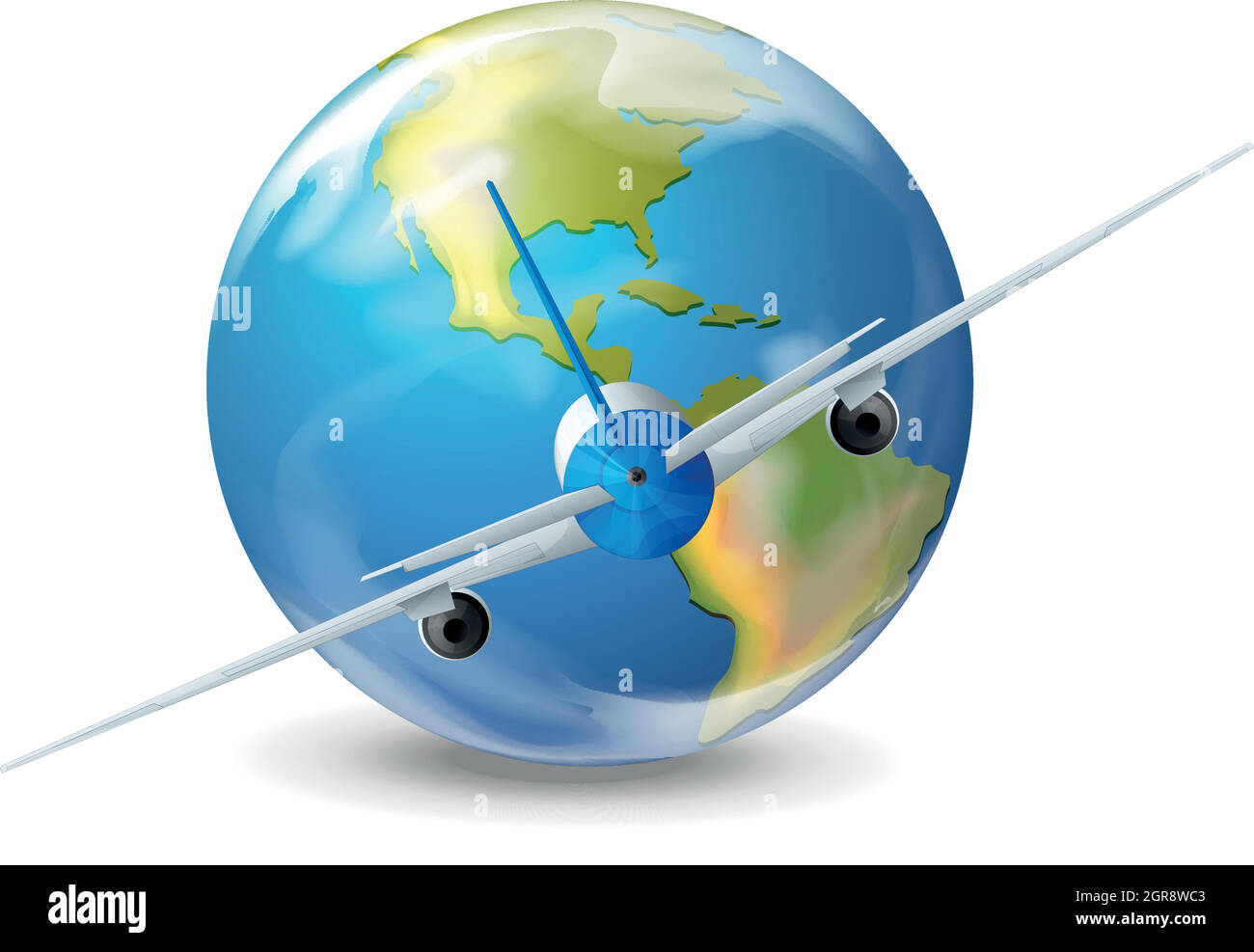 A plane and the planet earth Stock Vector