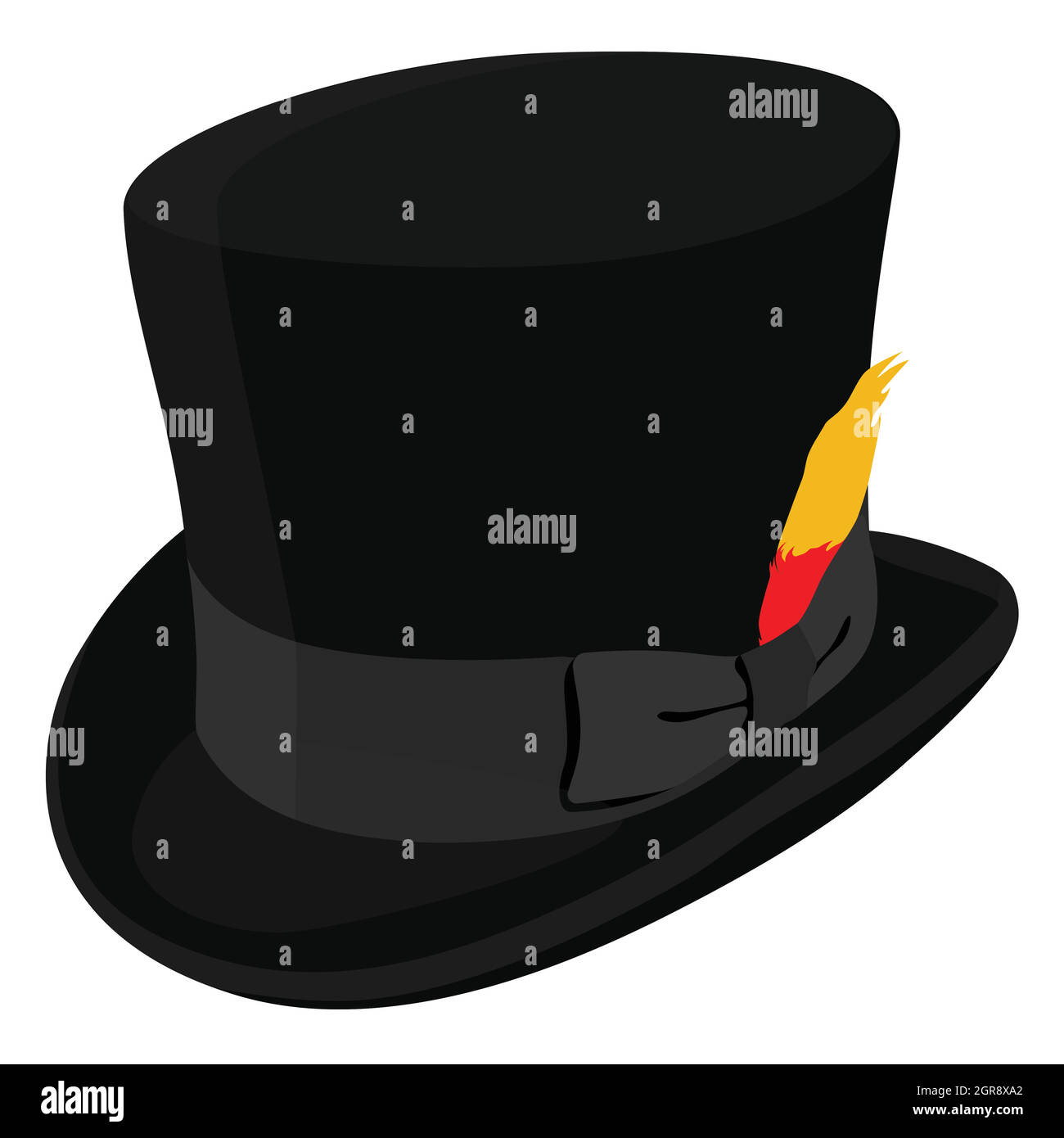 Black top hat isolated on white background. Isometric view. Vector
