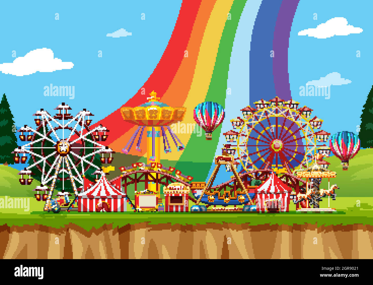 Circus scene with many rides at day time Stock Vector Image & Art - Alamy