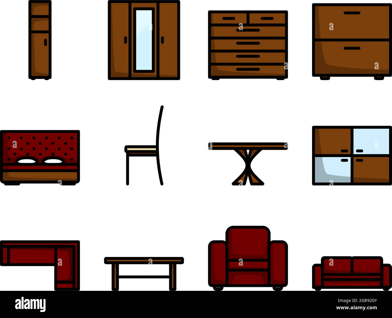 Furniture Icon Set Stock Vector