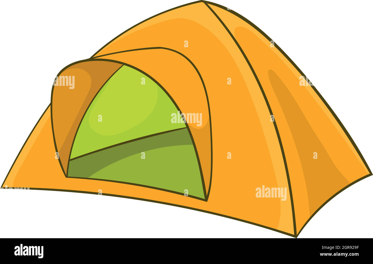 Yellow tent icon, cartoon style Stock Vector