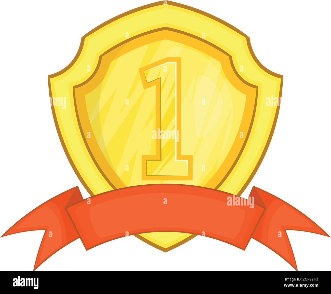 Winner label with red ribbon icon, cartoon style Stock Vector Image ...