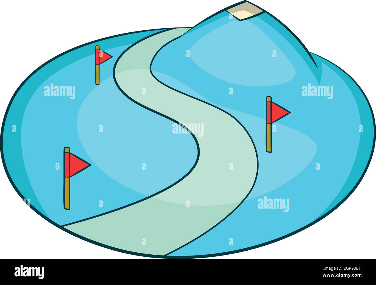 Ski slope of the snow mountain icon, cartoon style Stock Vector