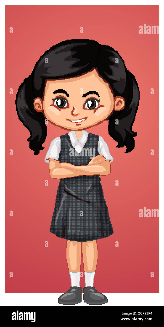 Happy girl in school uniform Stock Vector Image & Art - Alamy