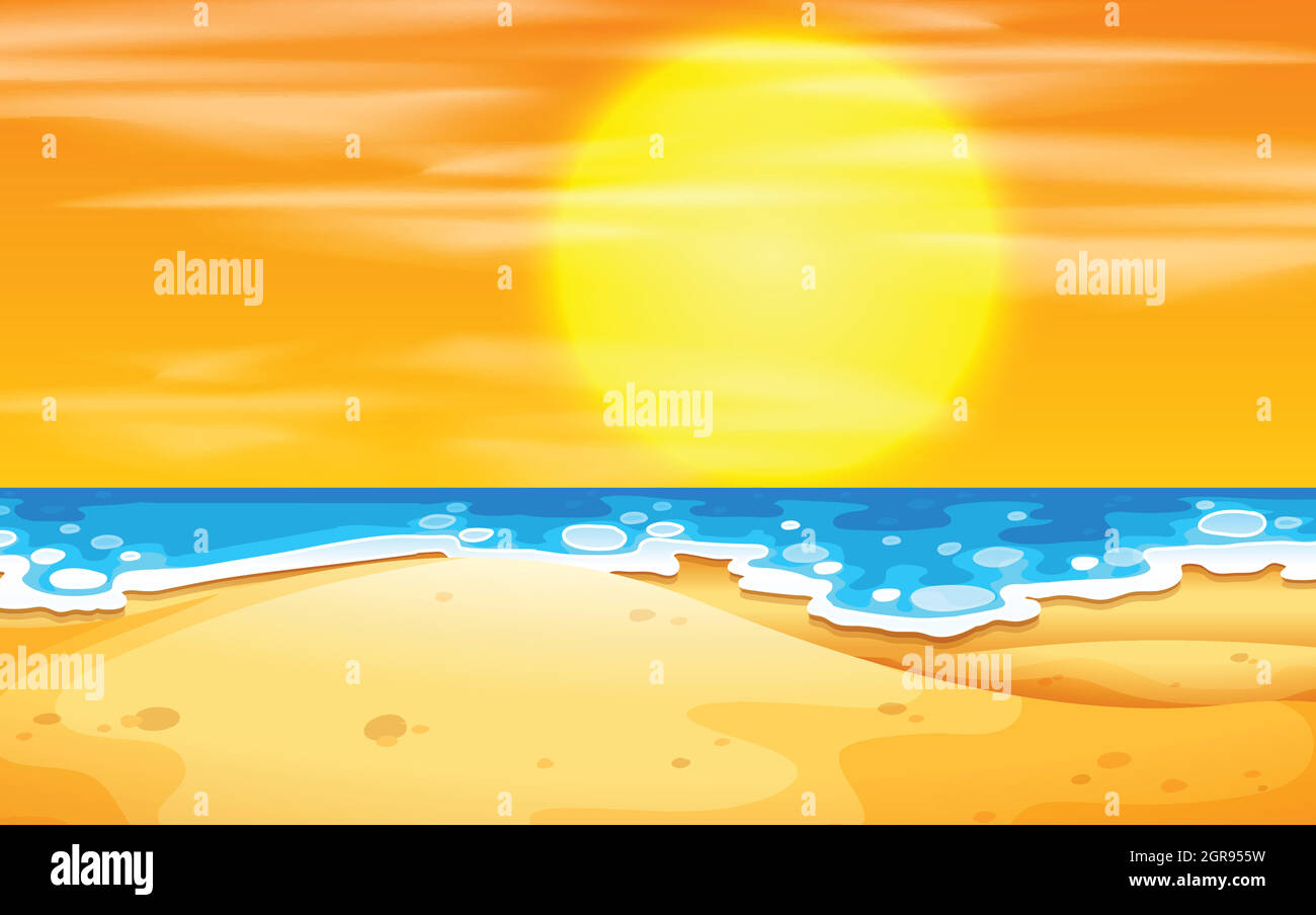 Beach Sunset Illustration PNG (3110832)