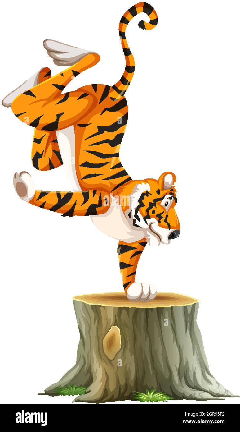 Tiger standing on one hand Stock Vector
