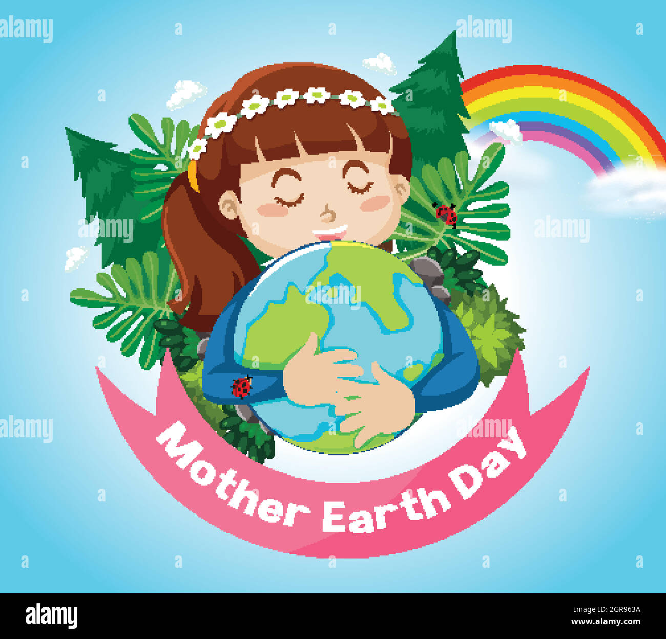 Free Vector | Poster design for mother earth day with earth on human hand