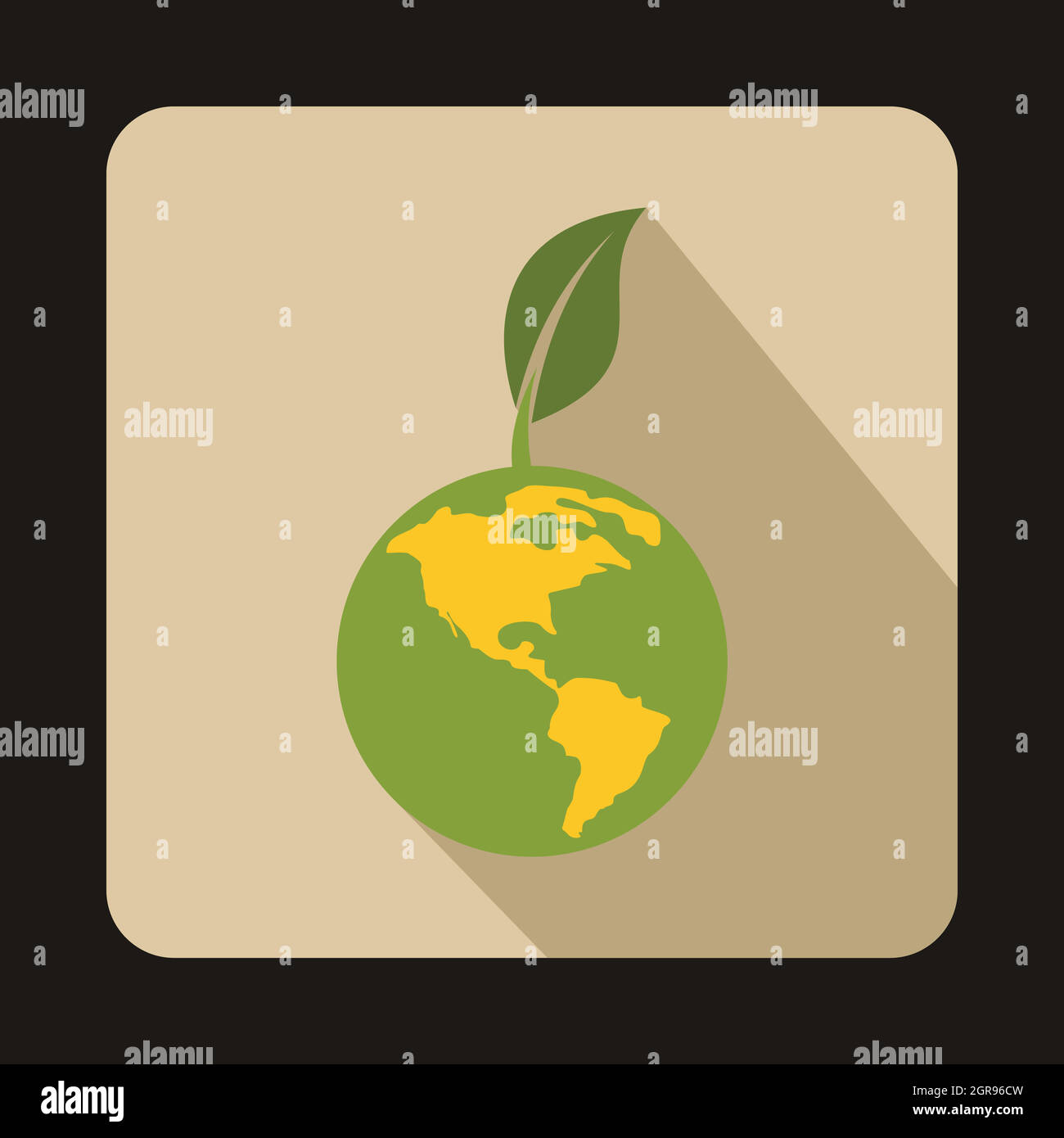 Globe with green leaf icon, flat style Stock Vector Image & Art - Alamy