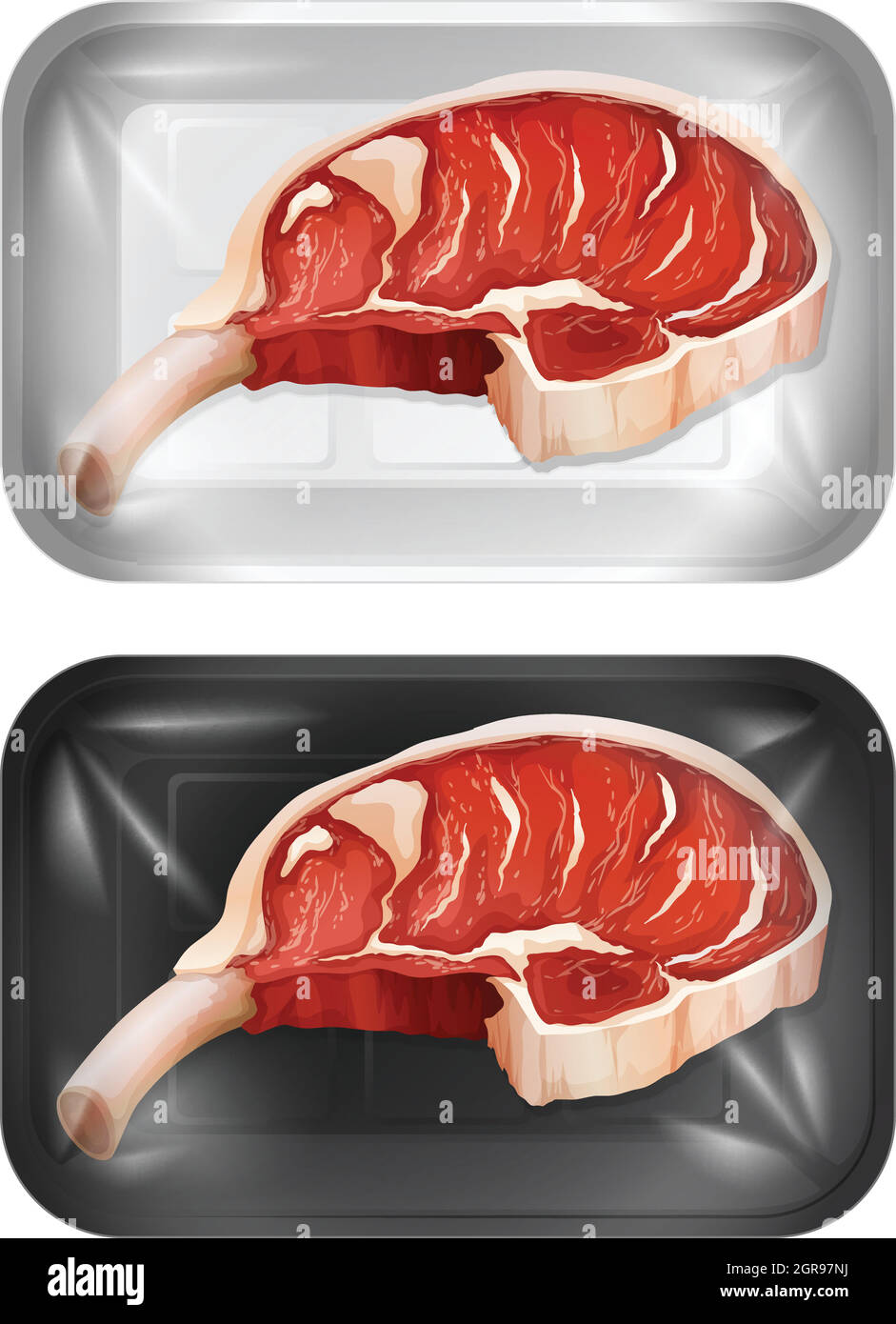 A Set of Raw Pork Chops Stock Vector