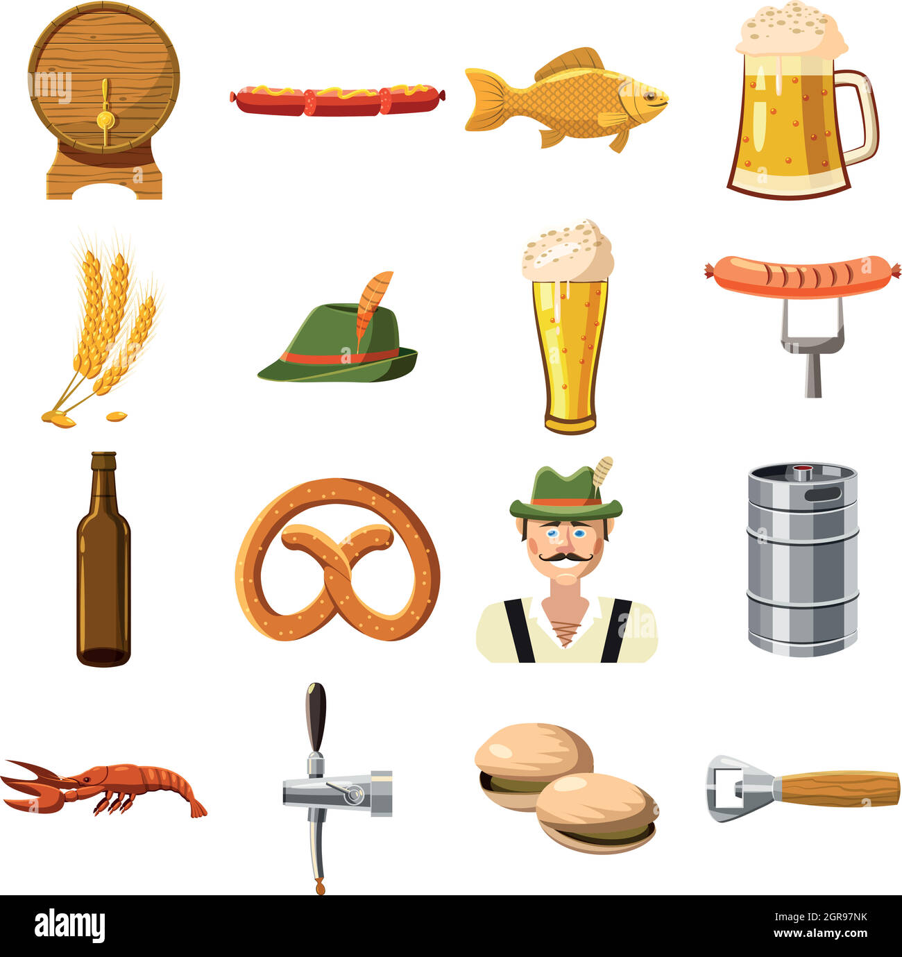Oktoberfest icons set in cartoon style Stock Vector Image & Art - Alamy