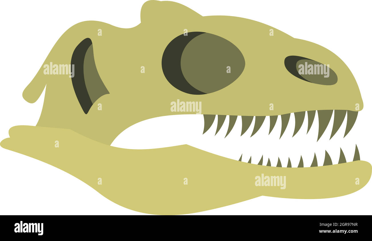 Dinosaur skull icon, flat style Stock Vector