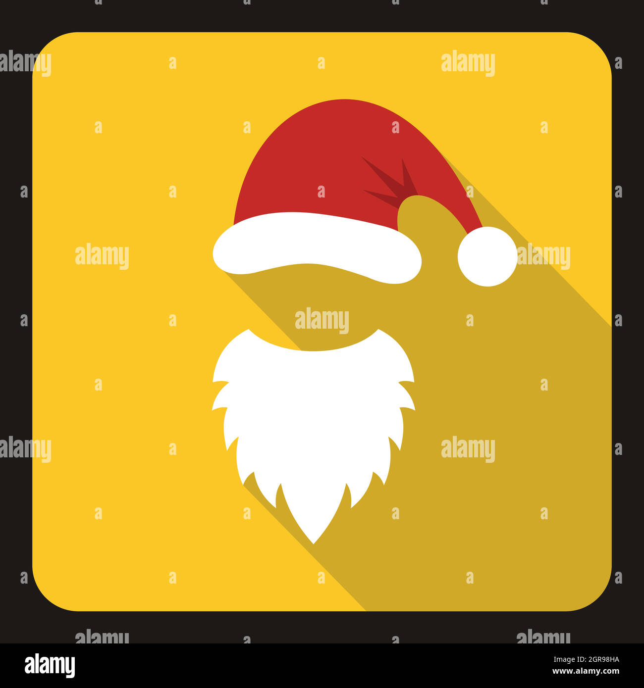 Red hat and white beard of Santa Claus icon Stock Vector