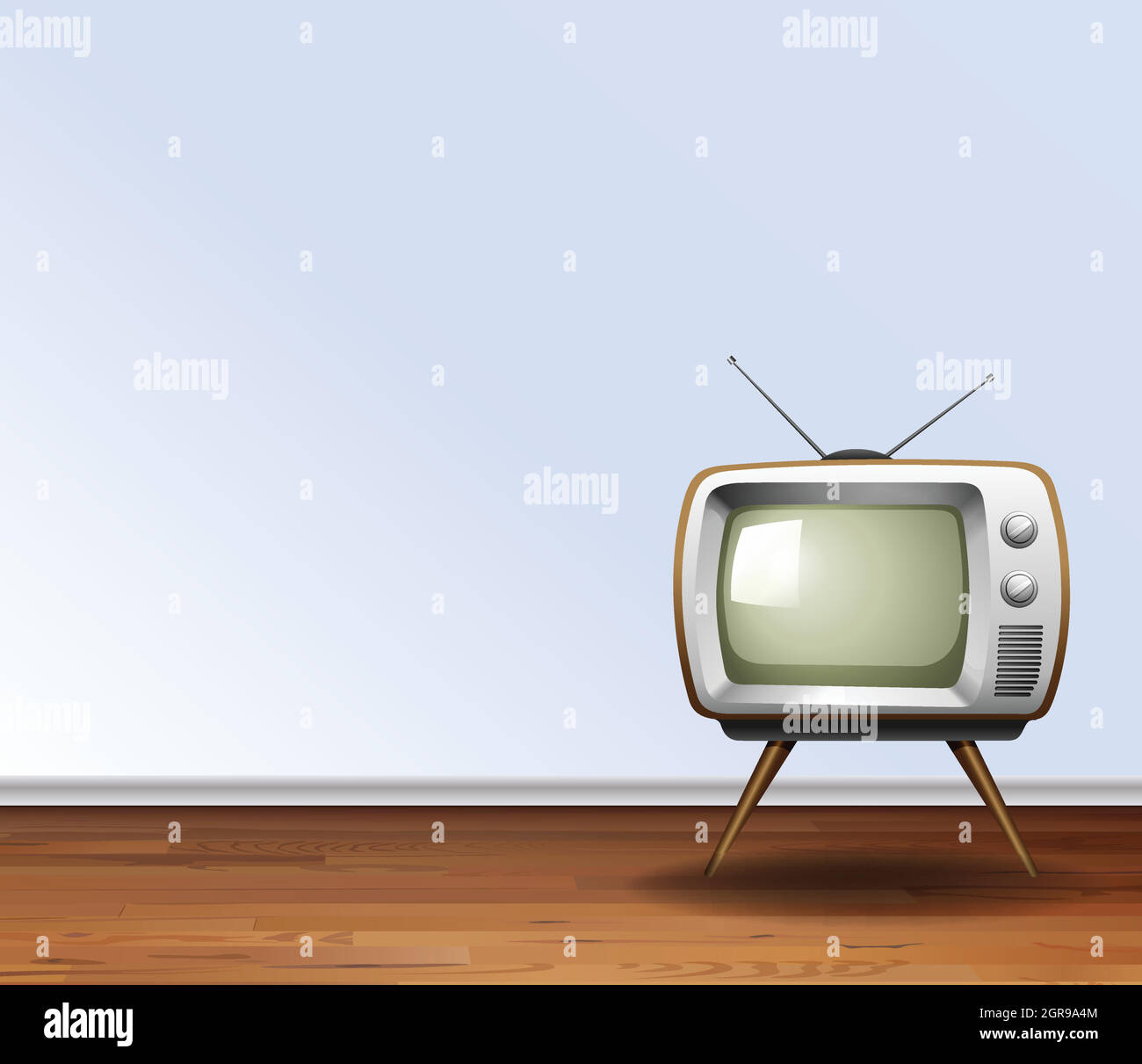 Old tv in room Stock Vector Images - Alamy
