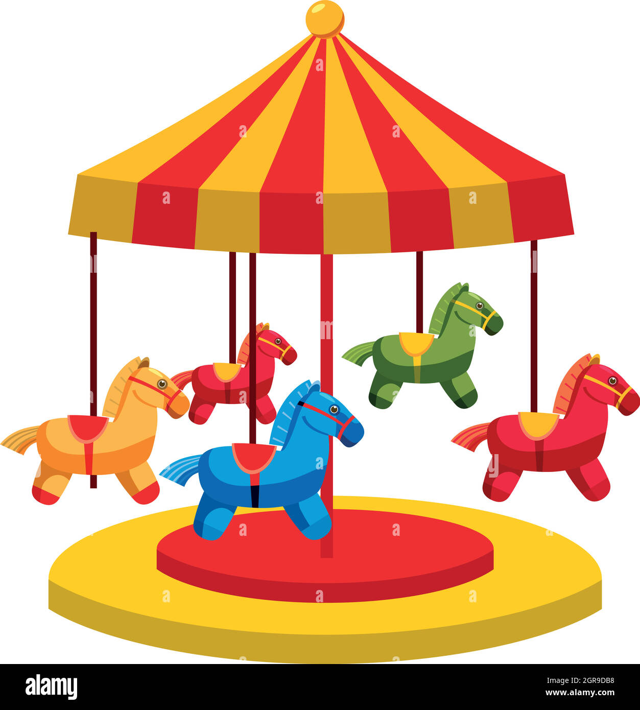 Carousel with horses icon, cartoon style Stock Vector