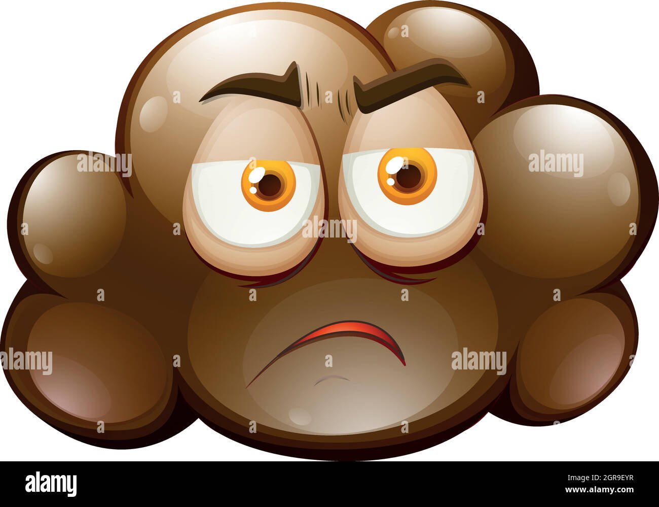 Brown cloud with sad face Stock Vector