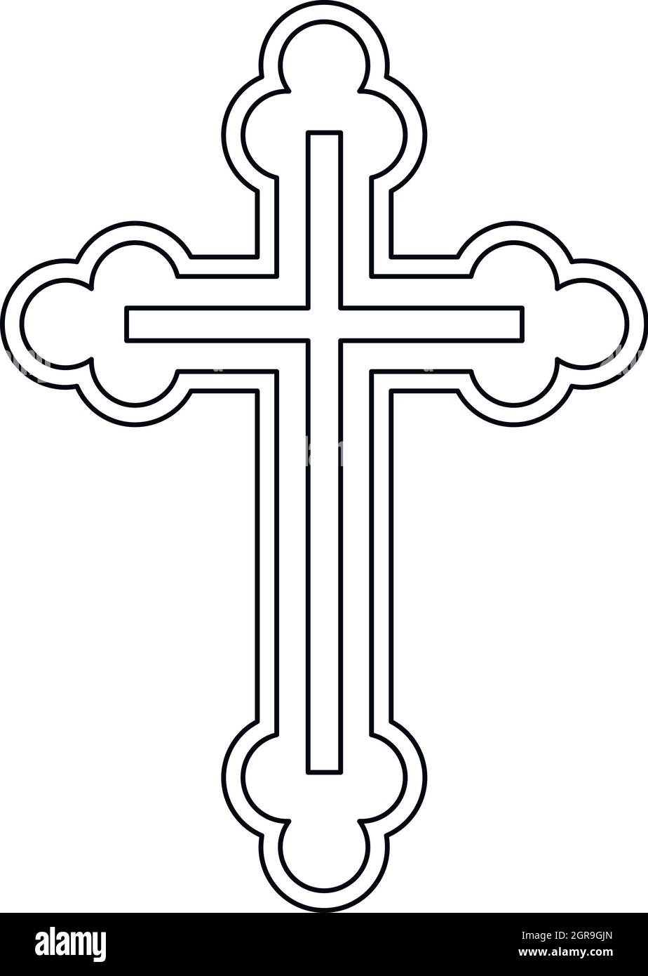 Crucifix icon in outline style Stock Vector