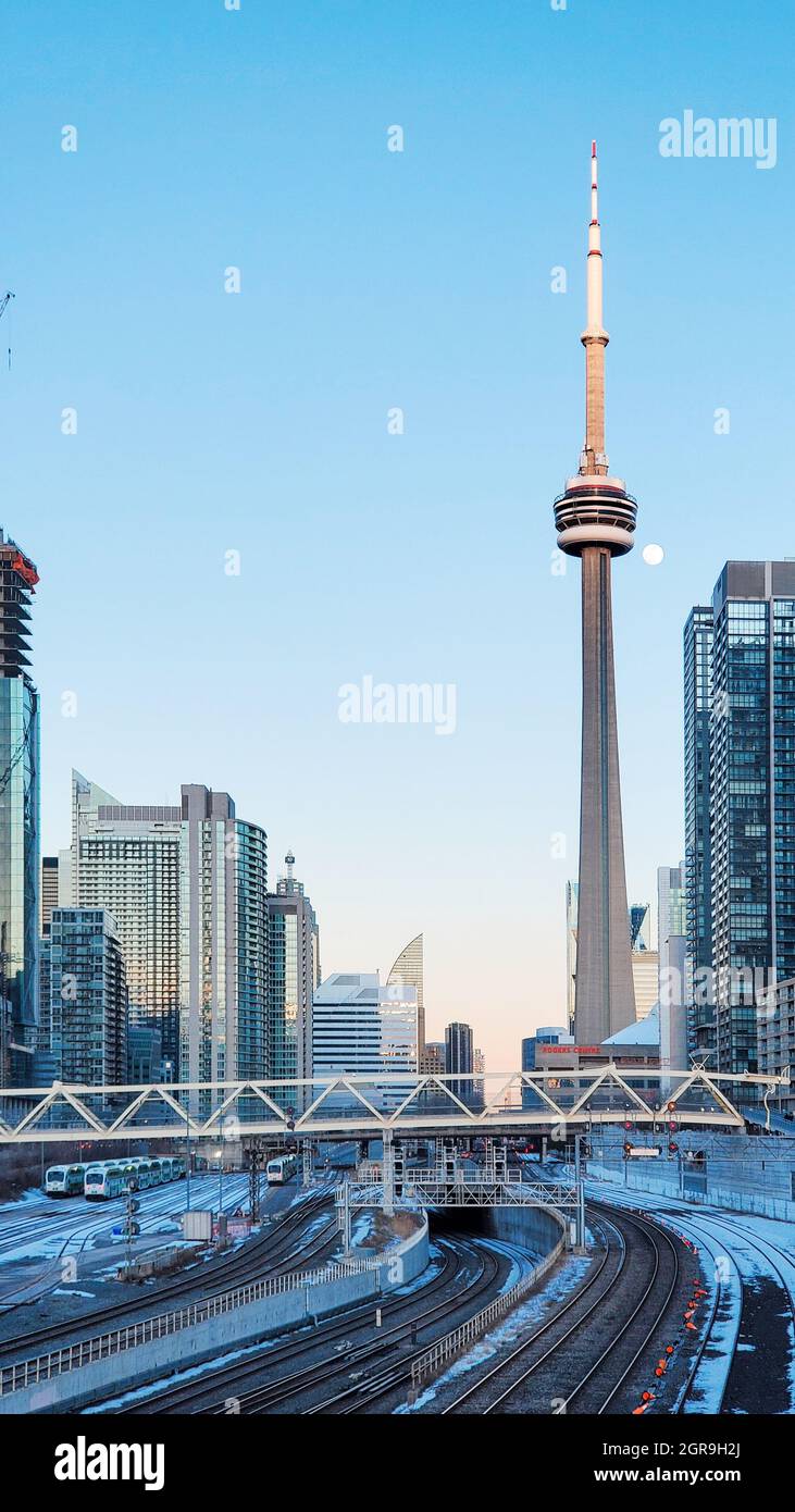 View of cn tower and moon hi-res stock photography and images - Alamy