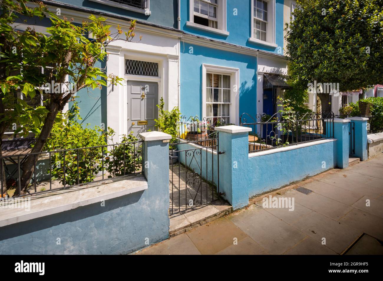 Colored houses in Notting Hill district at London, United Kingdom Stock