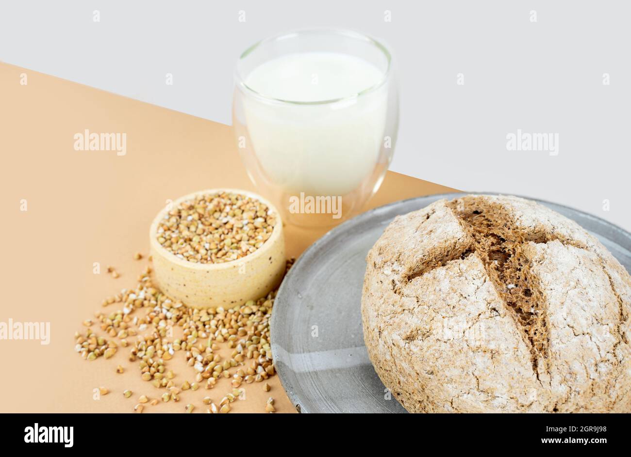 Isometry Diagonal Projection. Green Buckwheat Alternative Bread