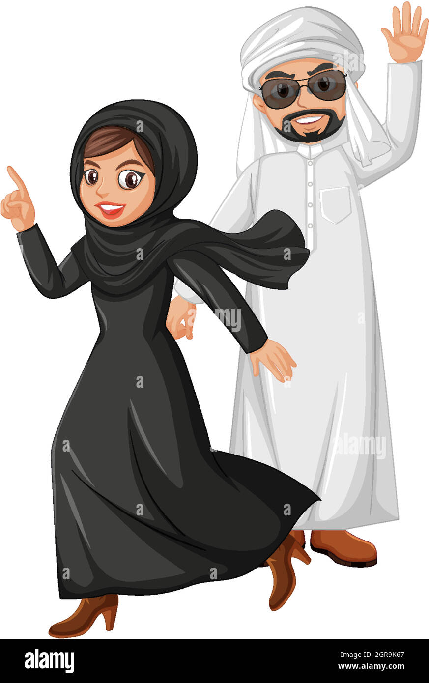 Arabian couple on white background Stock Vector