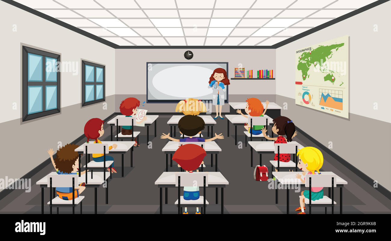 Students in modern classroom Stock Vector