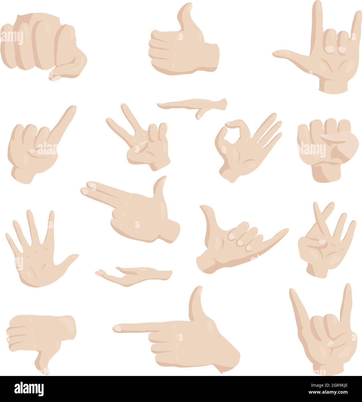 Hand gesture icons set, cartoon style Stock Vector