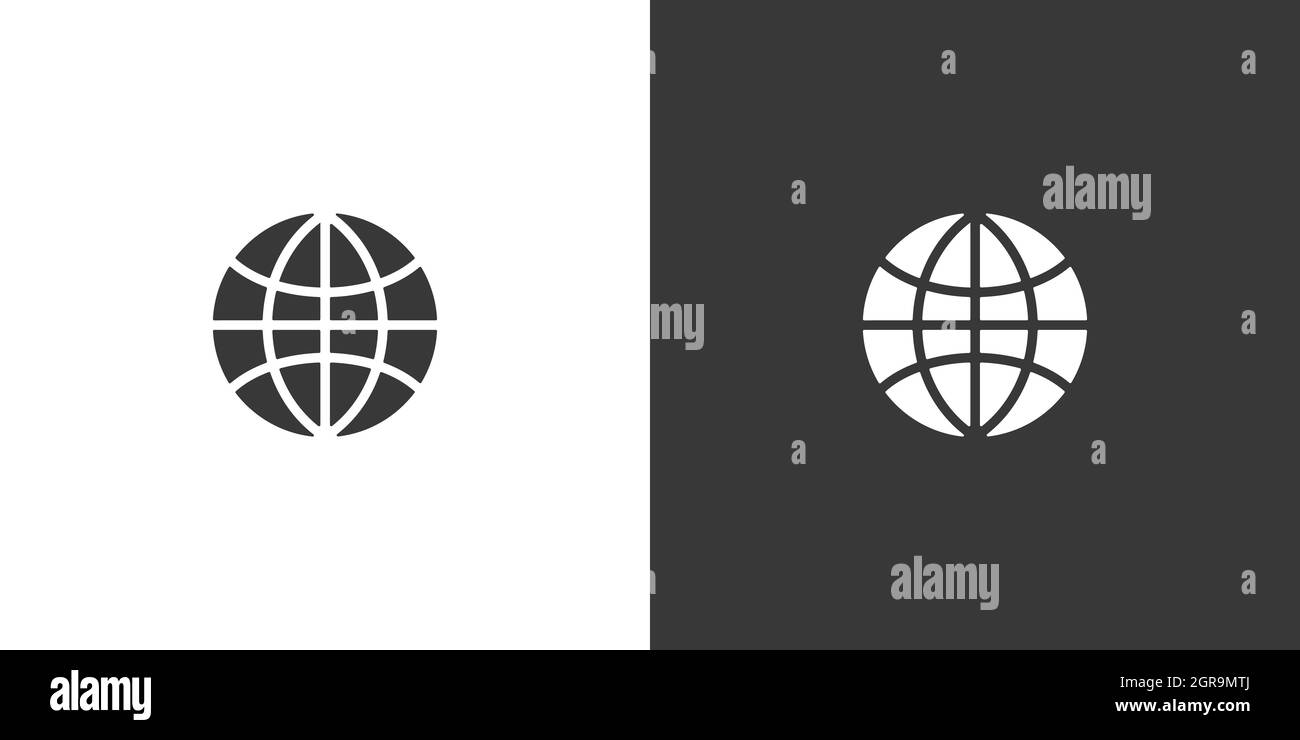Globe. World sign. Earth planet. Isolated icon on black and white ...