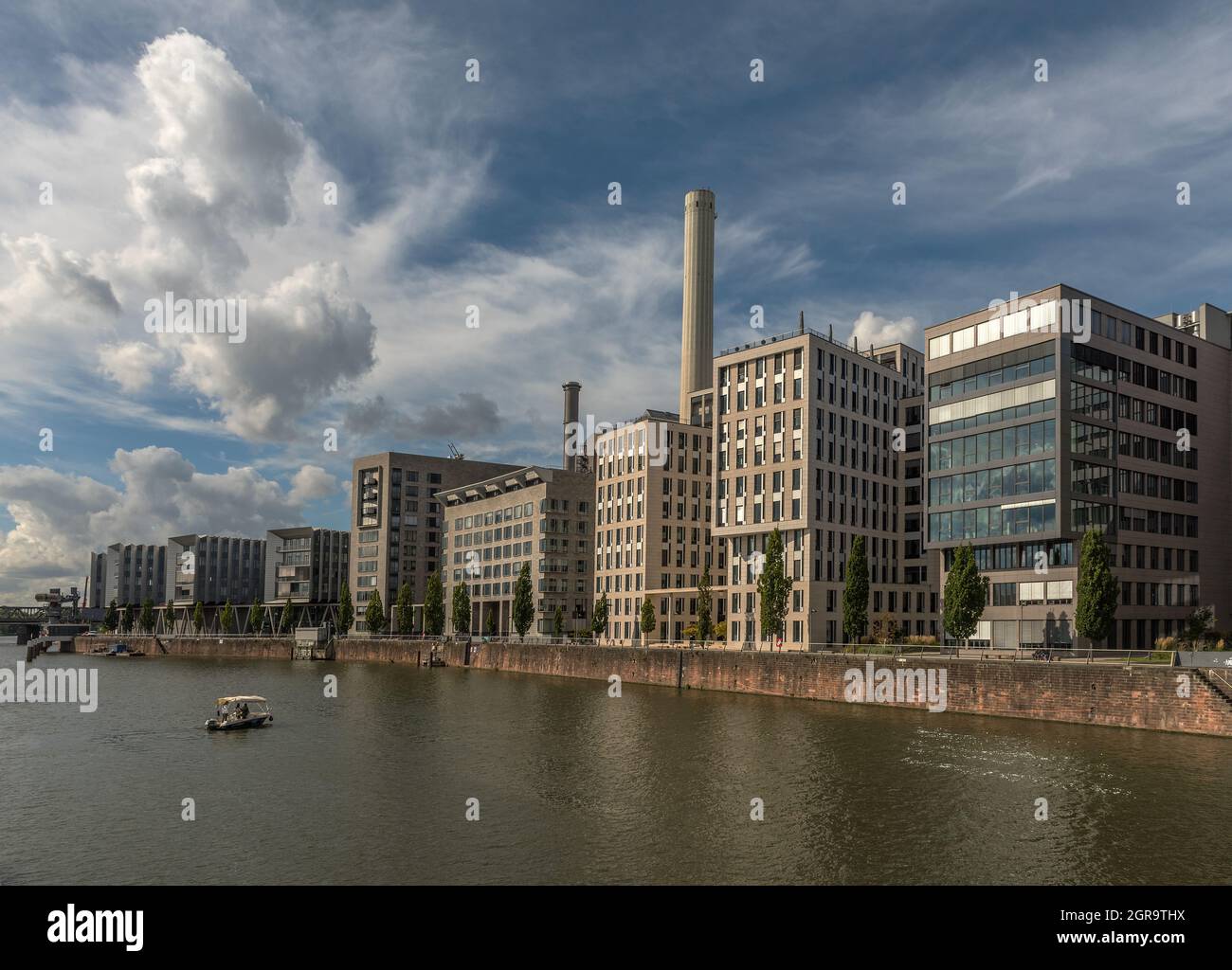 Office and commercial buildings in the Westhabor district, Frankfurt, Germany Stock Photo