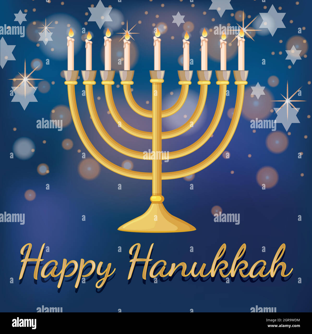 Happy Hanukkah card template with light and stars Stock Vector Image Happy Hanukkah card template with light and stars Stock Vector Image