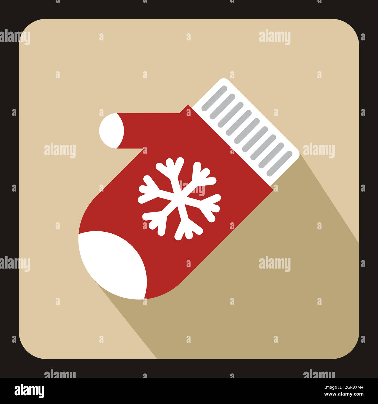 Red winter gloves icon, flat style Stock Vector