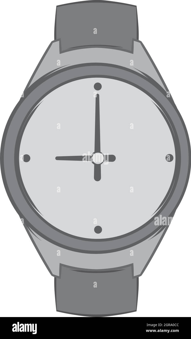 Wrist watch icon, black monochrome style Stock Vector