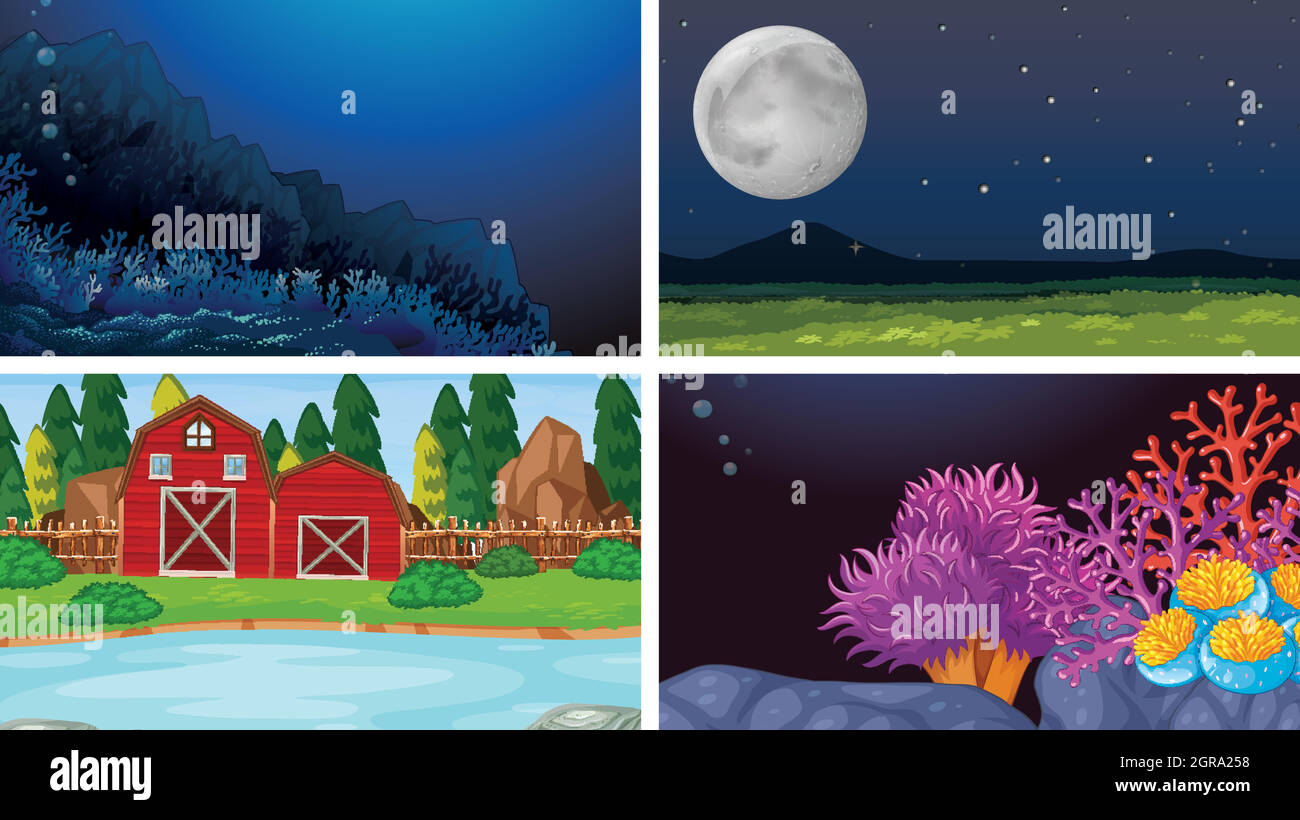 Set of nature landscape Stock Vector Image & Art - Alamy