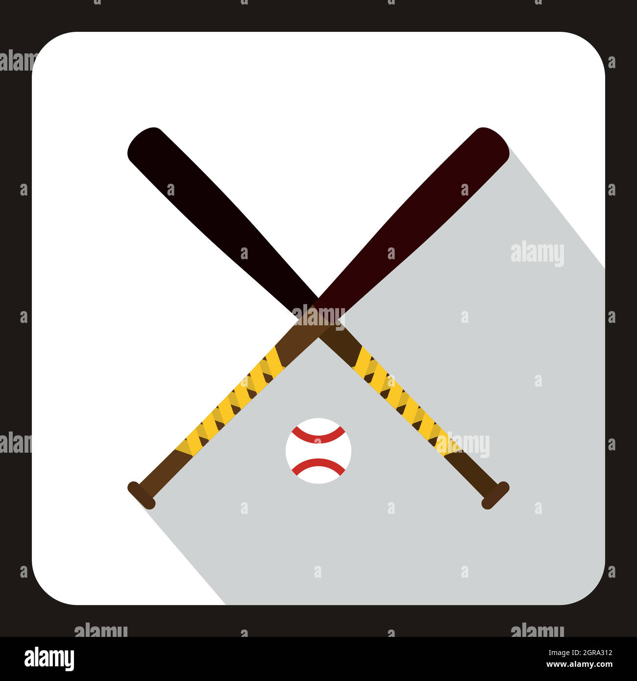 Baseball bat and ball icon, flat style Stock Vector