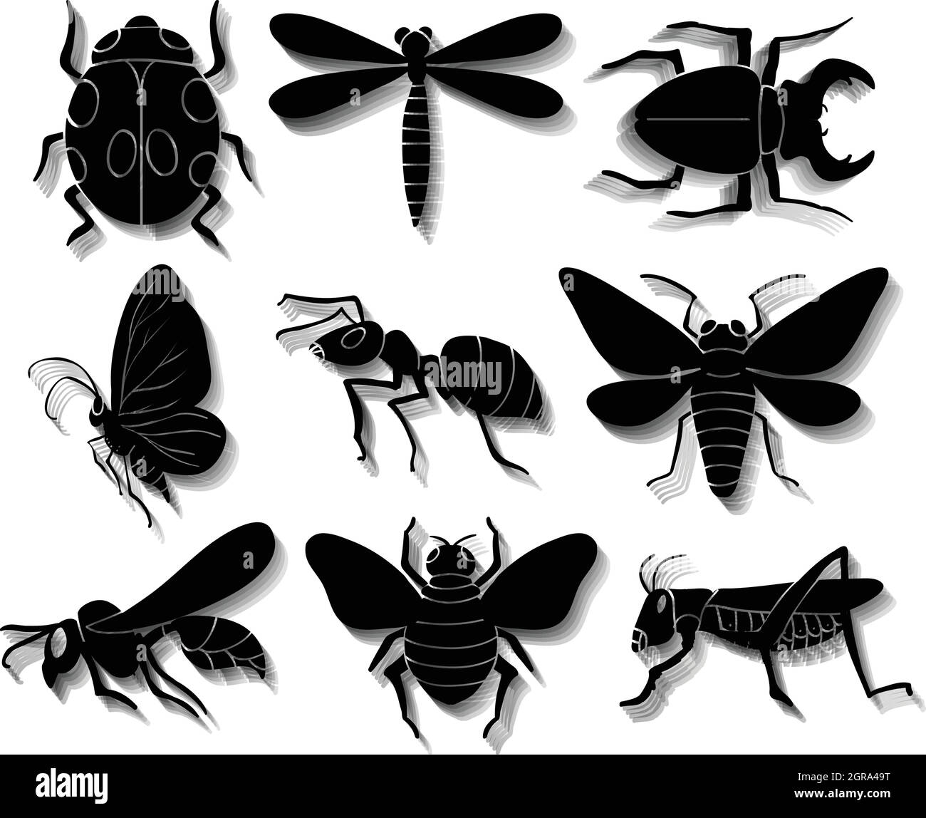 Set of insects Stock Vector