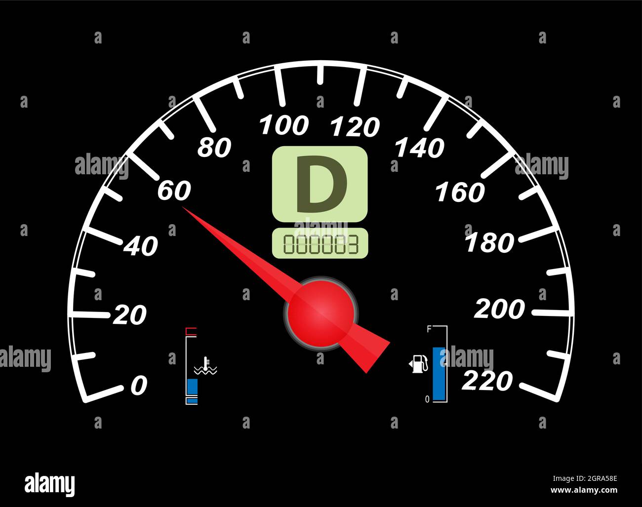 car dashboard speedometer scale, driving speed and mileage, simple