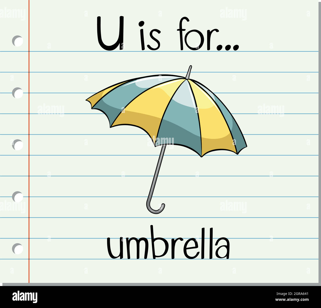 Flashcard letter U is for umbrella Stock Vector