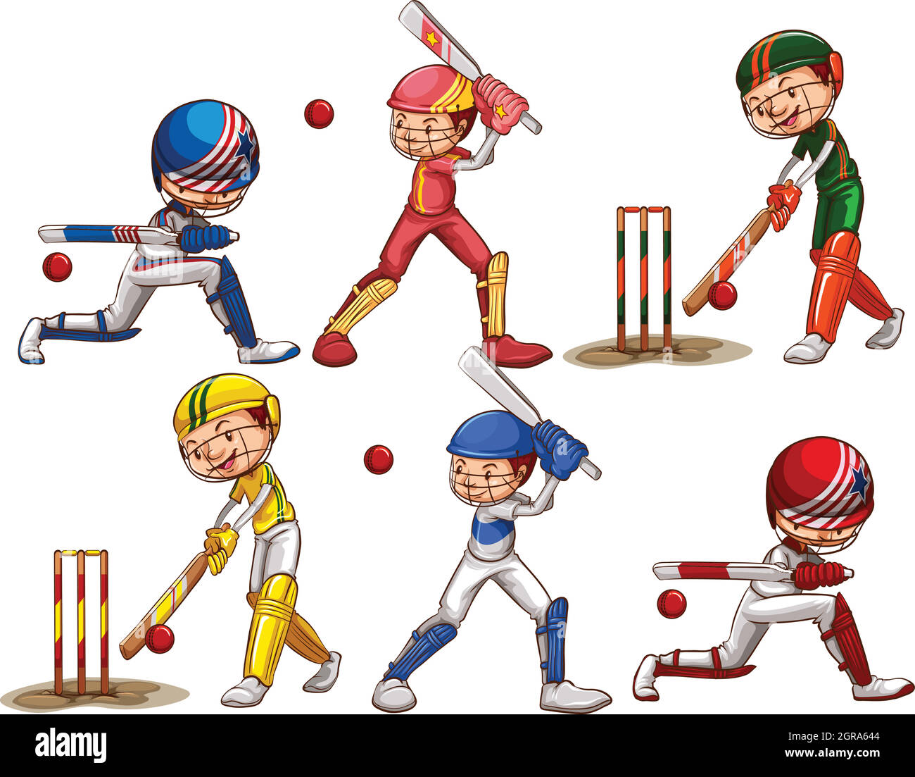 People playing cricket Stock Vector