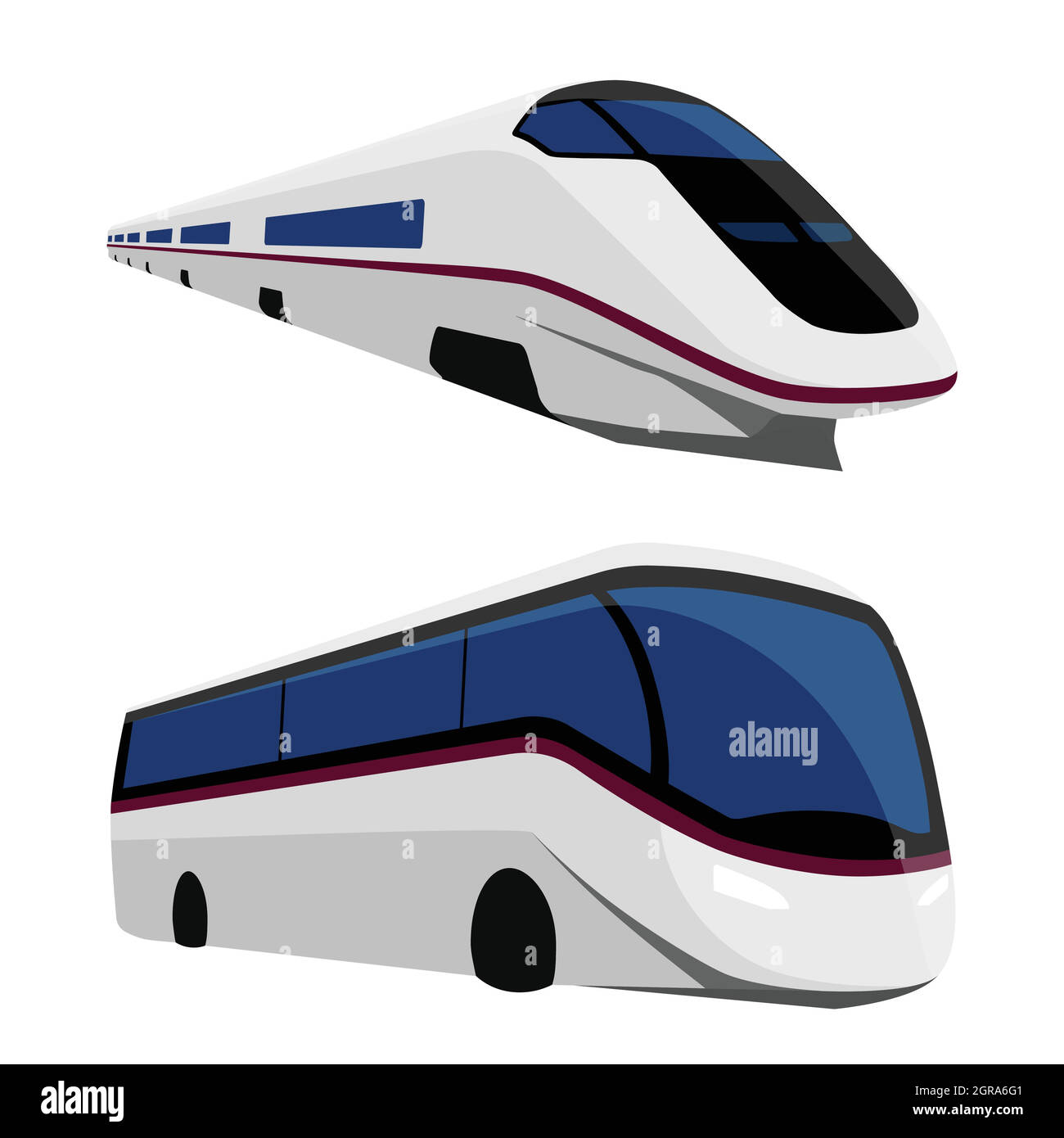 Vector transport isolated on white background. Bus and train Stock ...