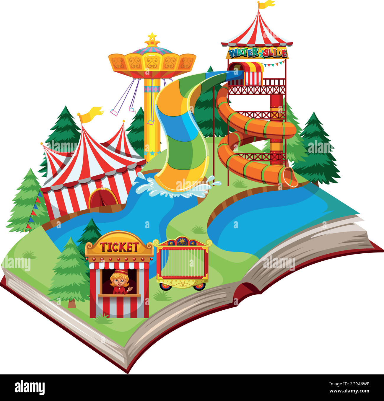 Open book fun park theme Stock Vector