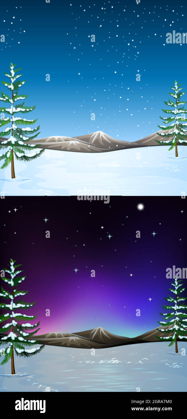 Nature scene with snow falling Stock Vector Image & Art - Alamy