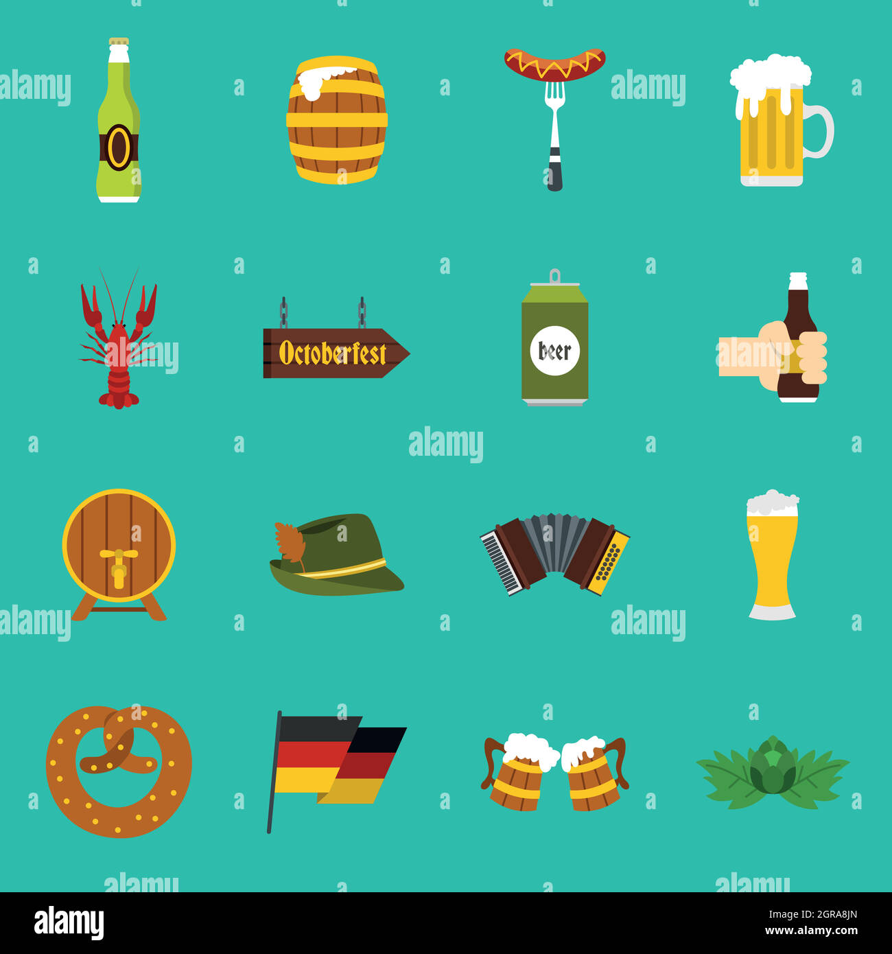 Oktoberfest icons set, flat style Stock Vector Image & Art - Alamy