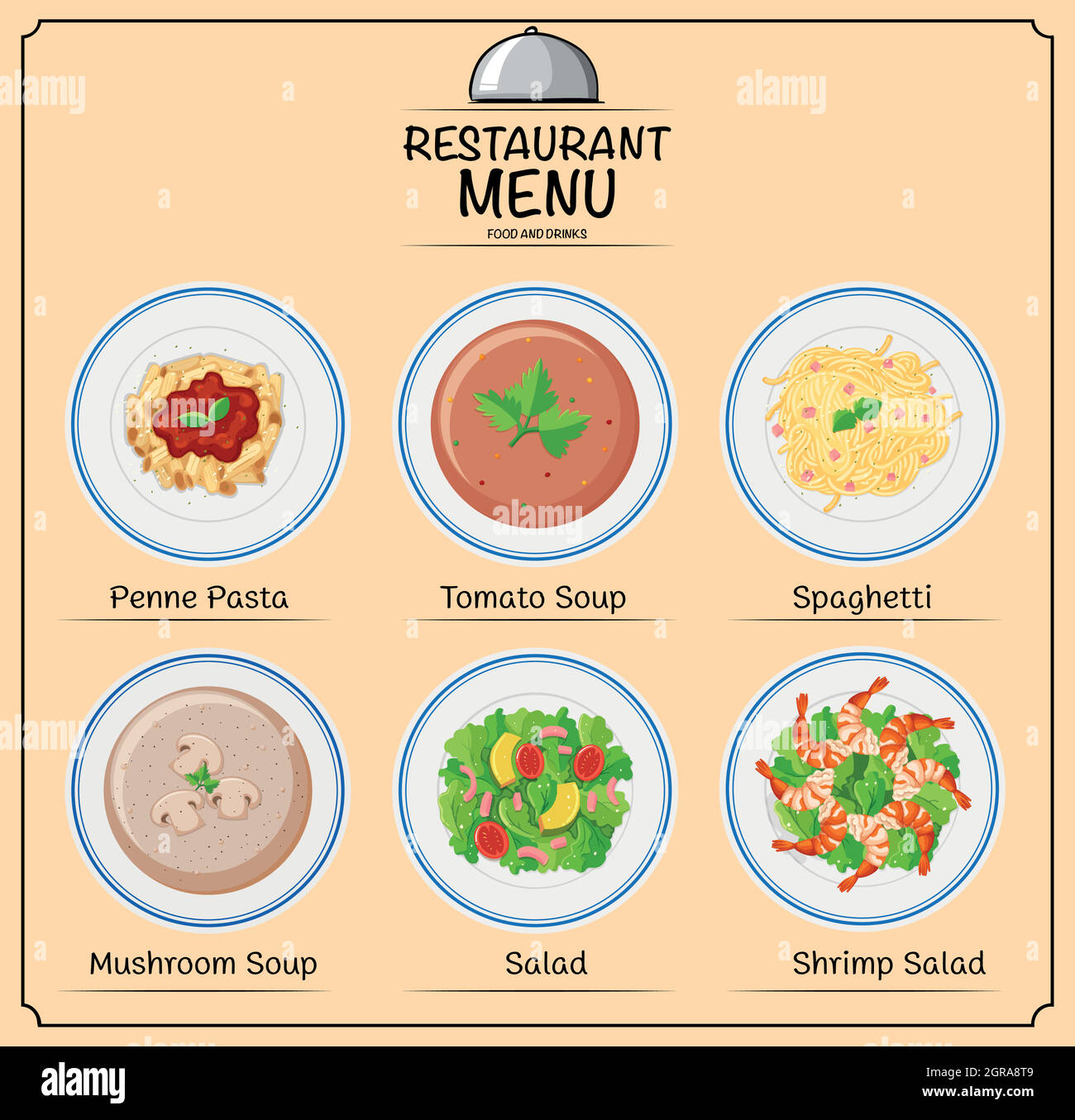 Different types of dishes on menu Stock Vector Image & Art Alamy